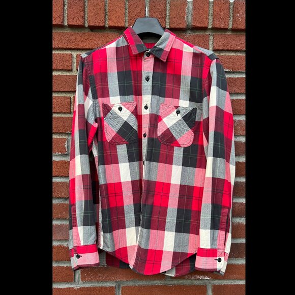 J.Crew Men’s Flannel Shirt – Red & Black Plaid, Size M - Picture 1 of 4
